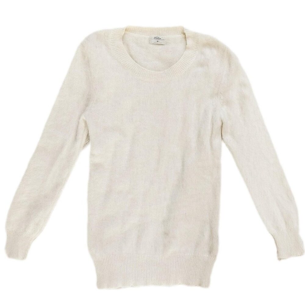 Wallace Womens Rabbit Hair Sweater Size M Cream Knit Soft Fuzzy Cozy Warm